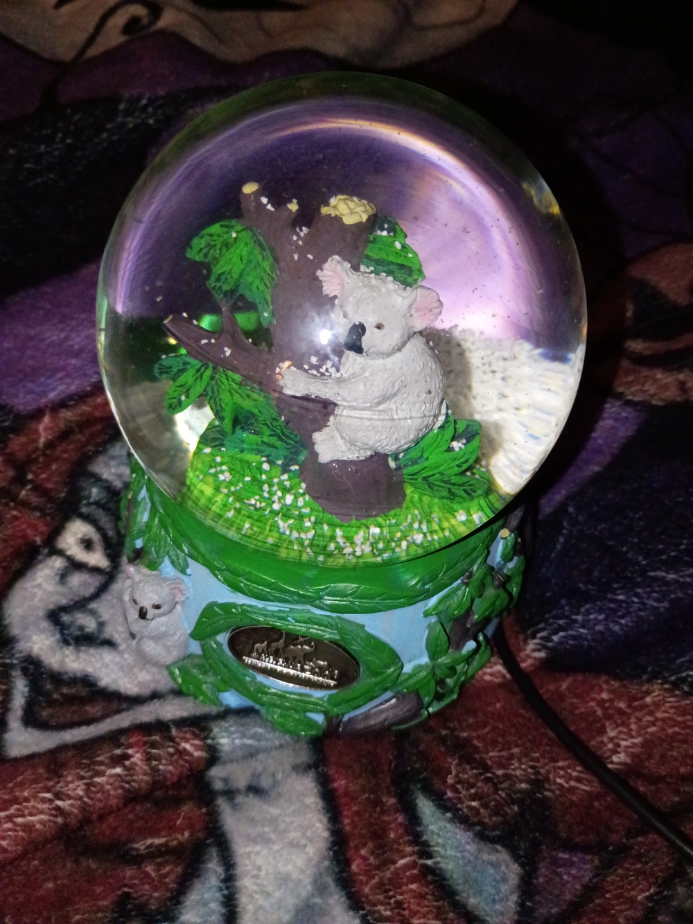 Koala Themed Snow Globe Night Light - Green Cleveland Metro Park Zoo Musical